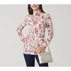 Spartina 449 Floral Stefanie Turtleneck Harbor River Shirt Top Plus Size XXL